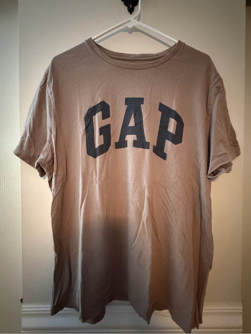 GAP Short-Sleeve Logo Tee in Light Brown with Black Print